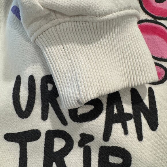 Zara Graffiti Print Hoodie Cream Oversized Size 9 Lovely Fun Club Urban Trip - Picture 8 of 8
